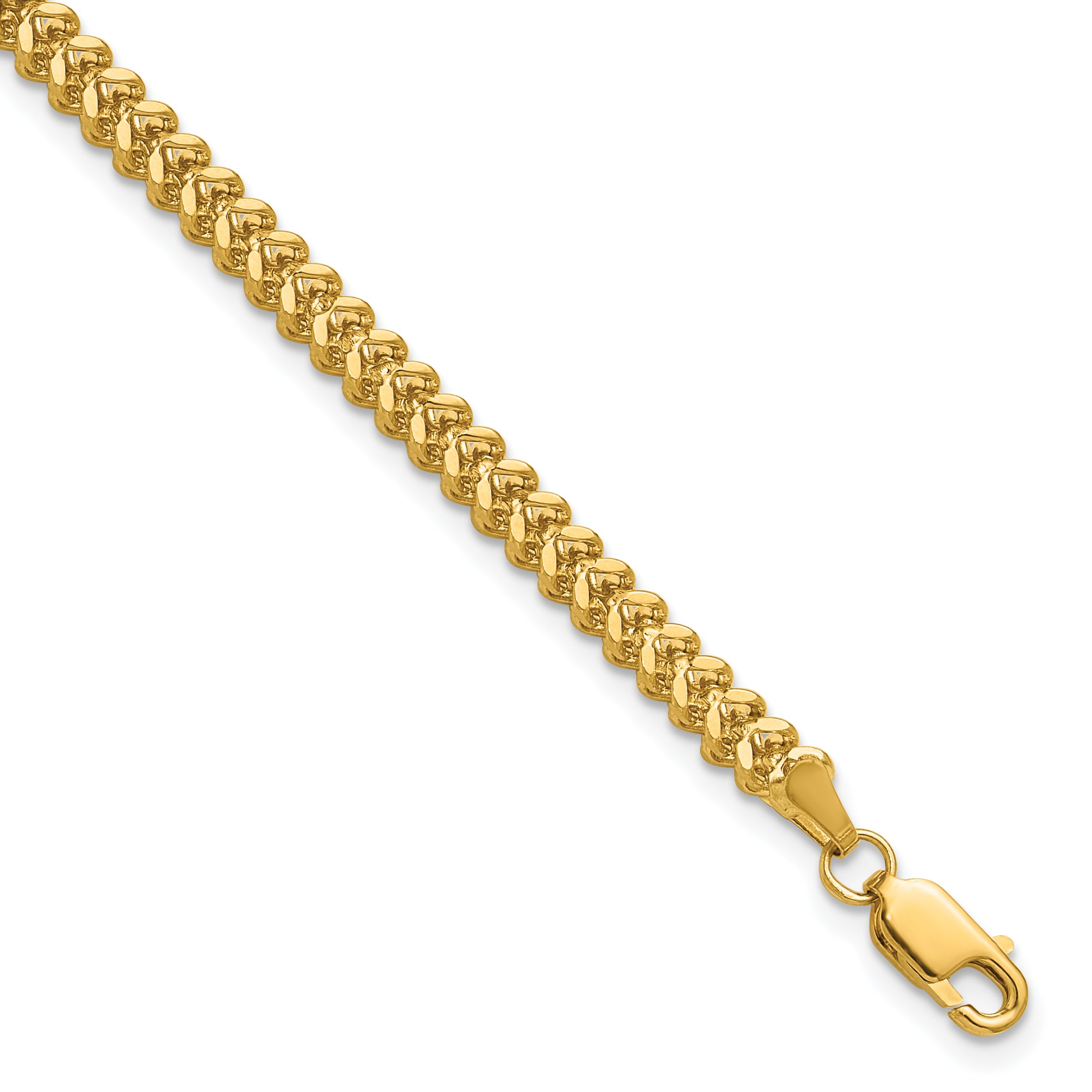 14K 8 inch 2.5mm Franco with Lobster Clasp Bracelet