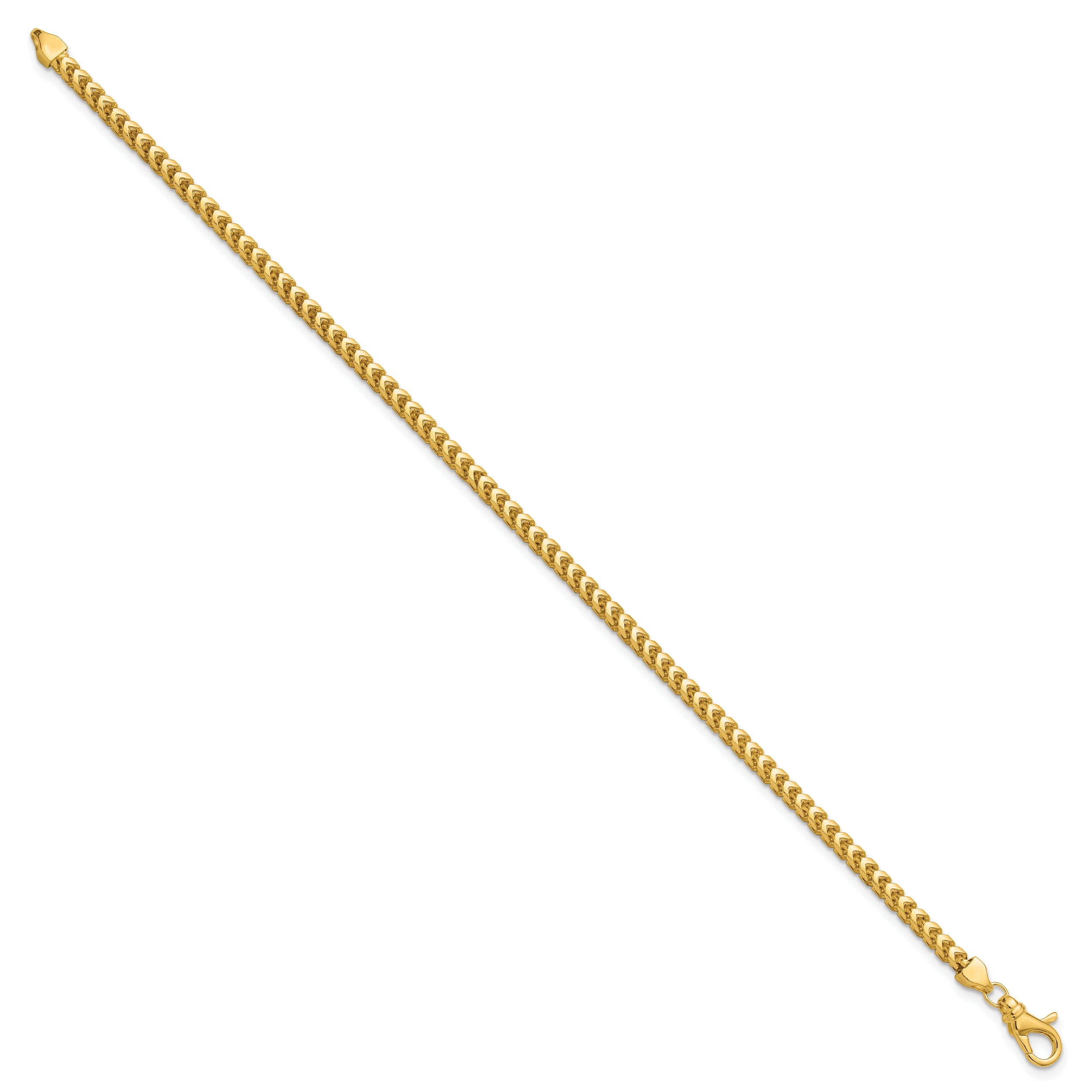 14K 9 inch 3mm Franco with Fancy Lobster Clasp Chain