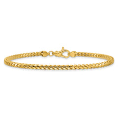 14K 8 inch 3mm Franco with Fancy Lobster Clasp Bracelet