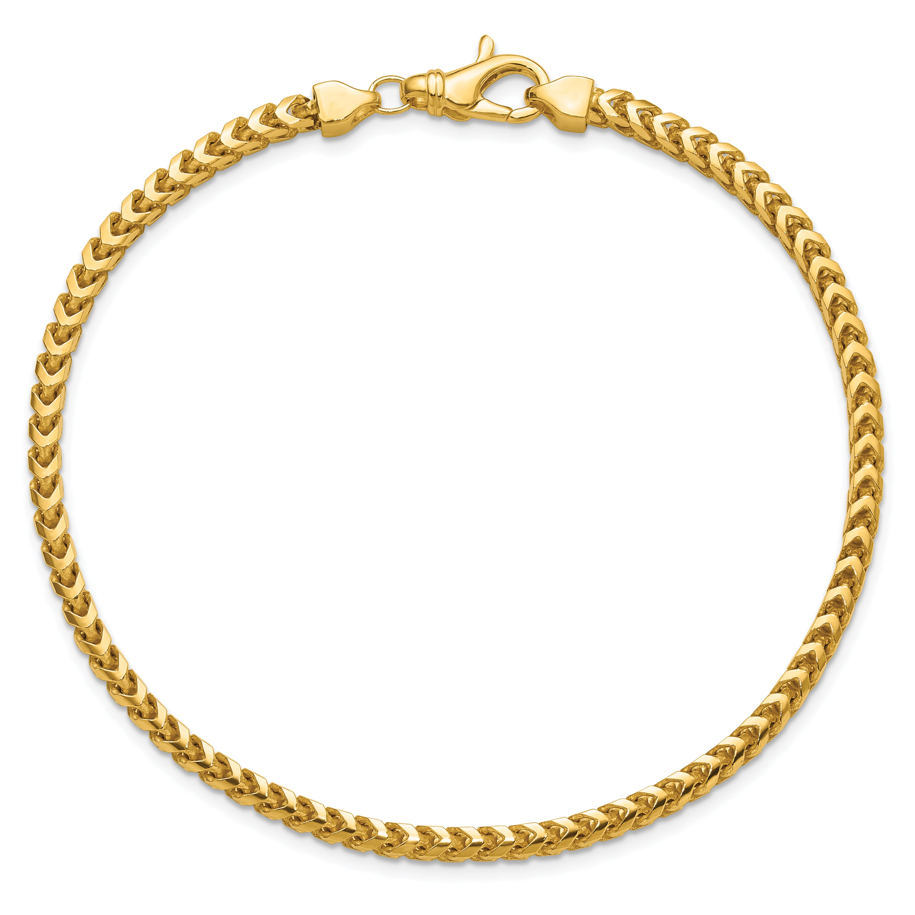14K 9 inch 3mm Franco with Fancy Lobster Clasp Chain