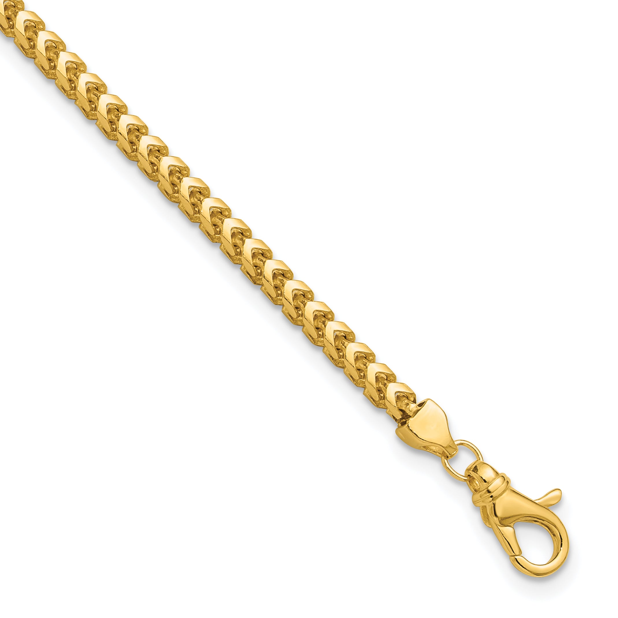 14K 9 inch 3mm Franco with Fancy Lobster Clasp Chain