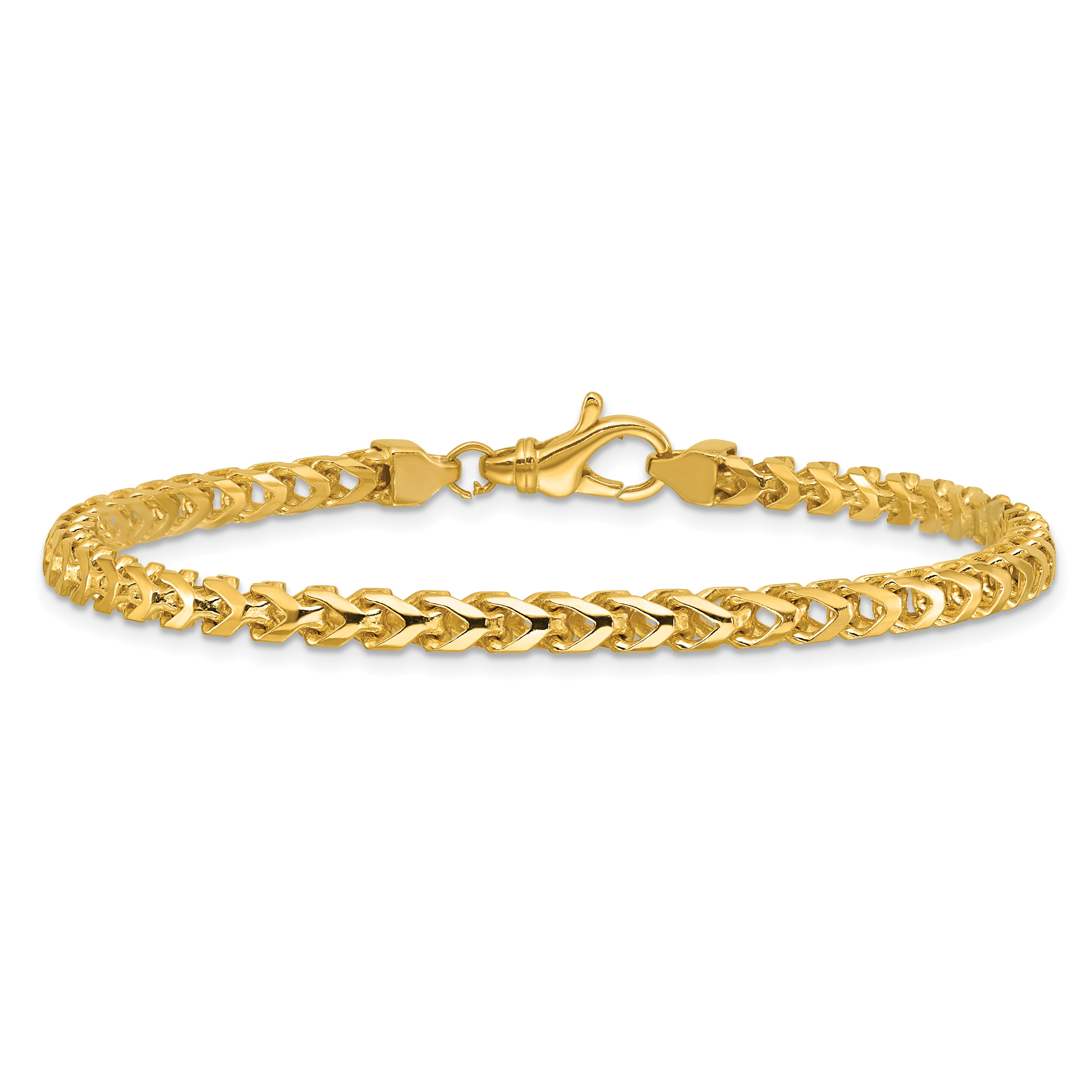 14K 8 inch 3.7mm Franco with Fancy Lobster Clasp Bracelet