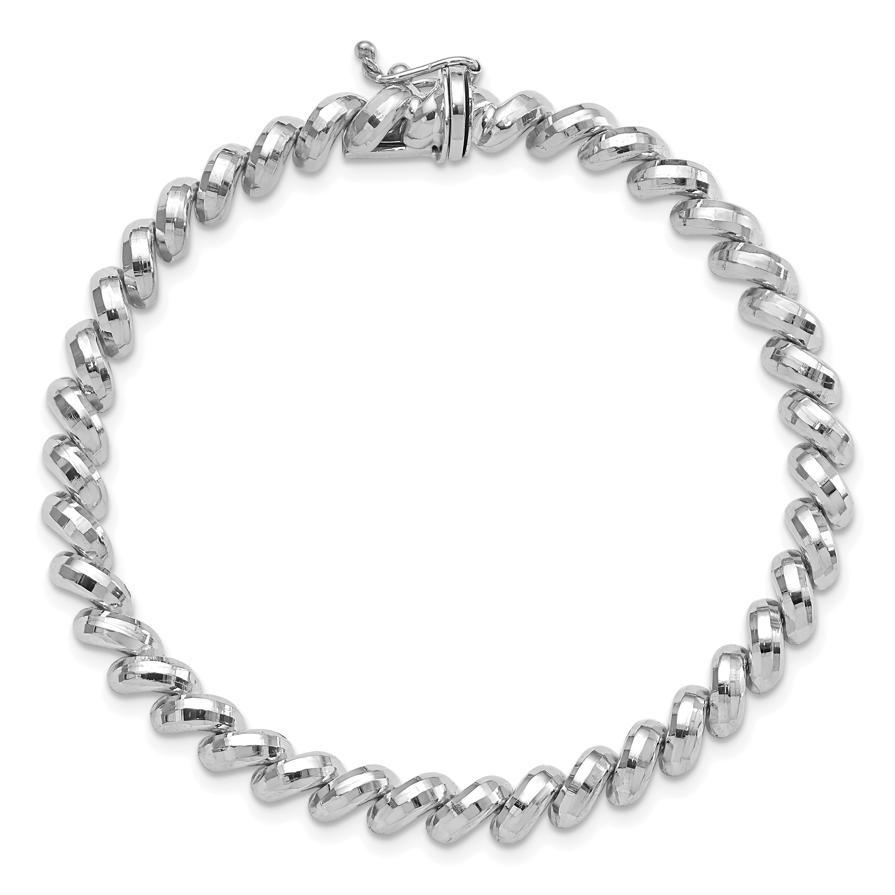 14k White Gold Faceted 5mm 7 inch San Marco Bracelet