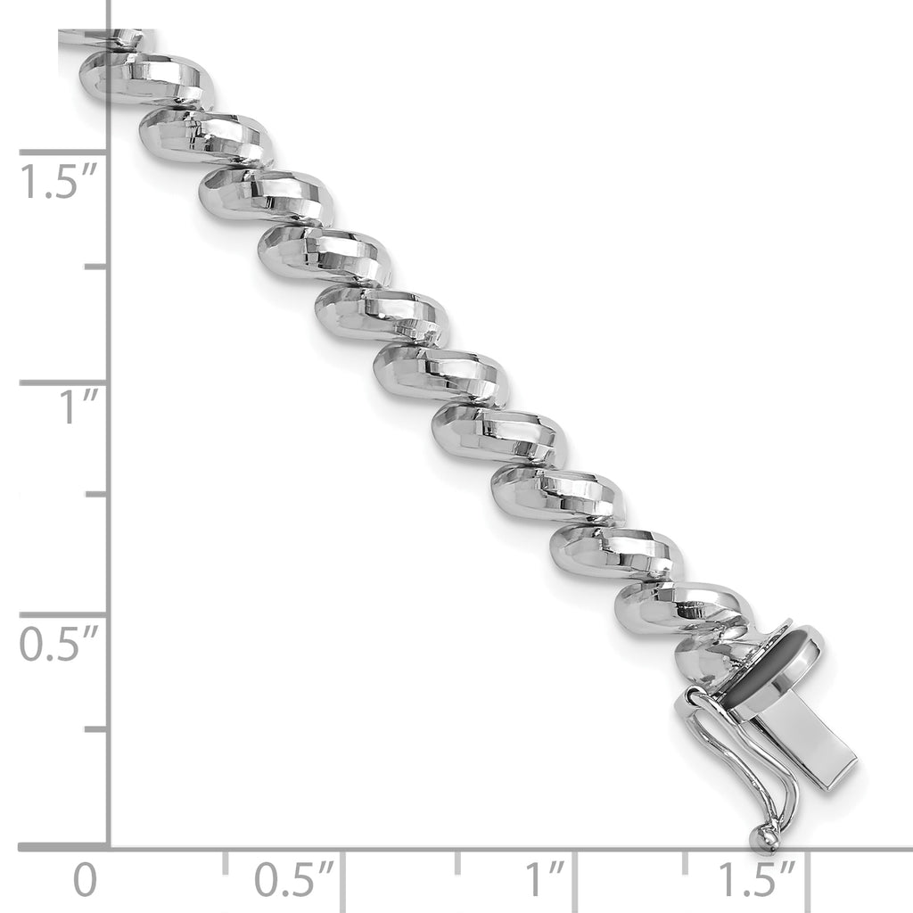 14k White Gold Faceted 5mm 7 inch San Marco Bracelet