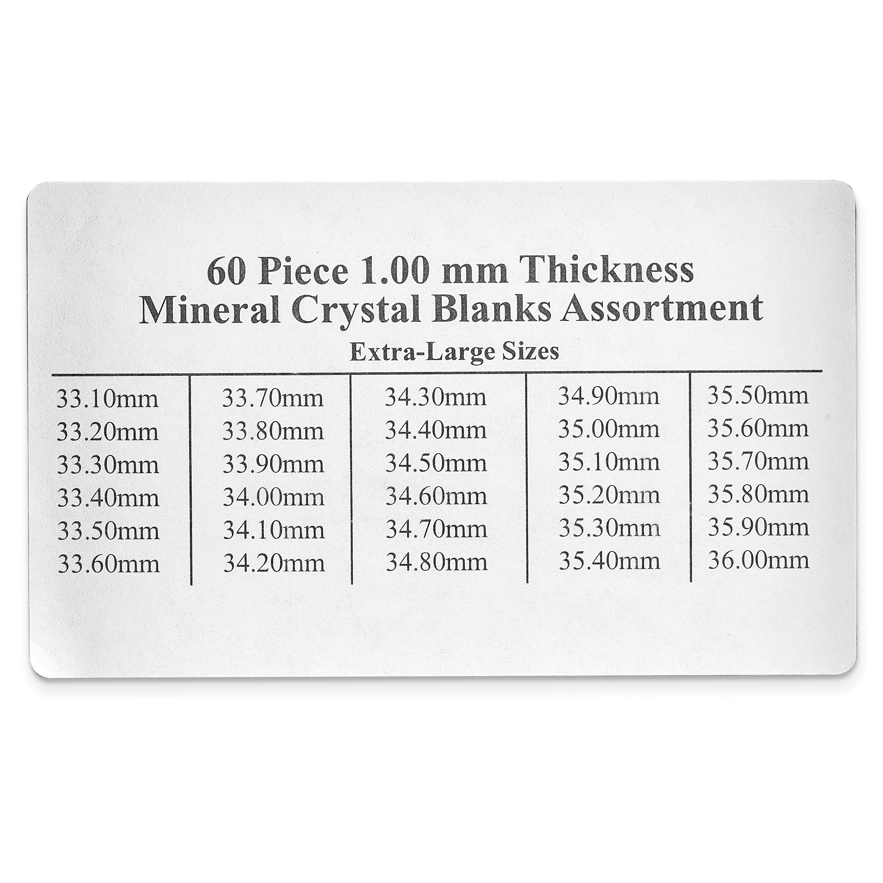 60-piece 1.00mm Extra-Wide Flat Mineral Crystal Assortment