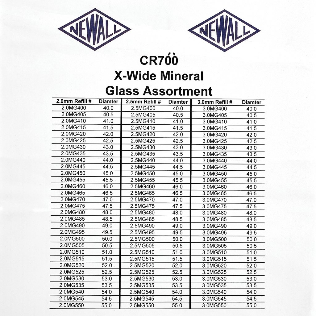 50 piece Extra-Wide Flat 1.0mm Mineral Glass Crystal Kit