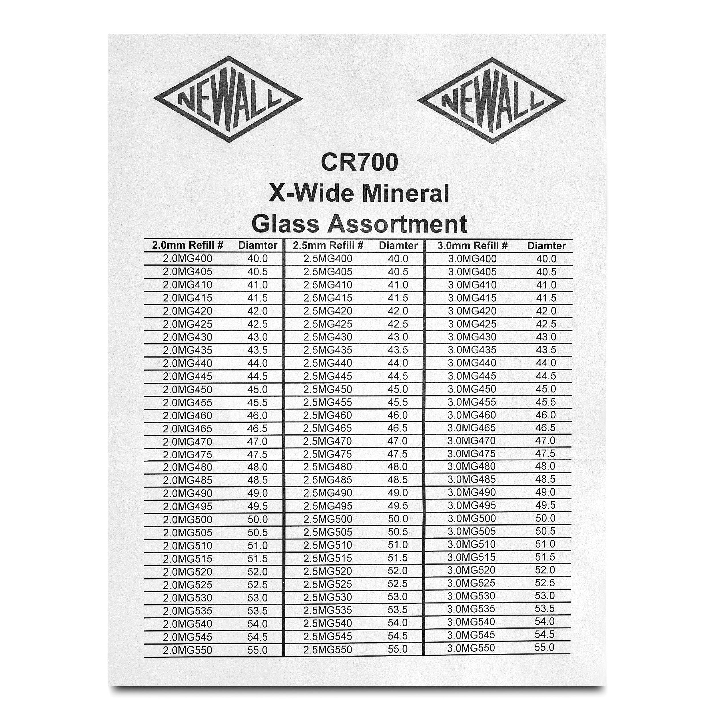 93-piece 2.0/2.5/3.0mm Extra-Wide Mineral Crystal Assortment