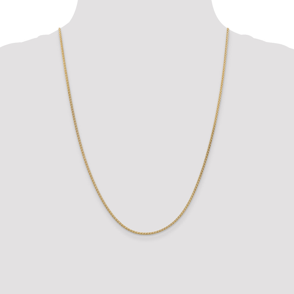 14K 24 inch 1.9mm Flat Wheat with Lobster Clasp Chain