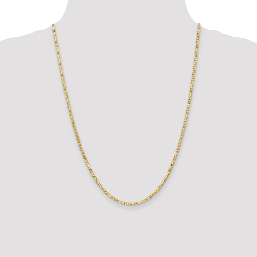 14K Yellow Gold Solid Wheat Chain Necklace 2.3mm