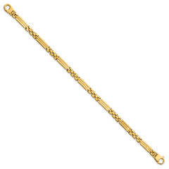 14k Polished and Brushed 5mm Fancy Multi Link 8 inch Bracelet