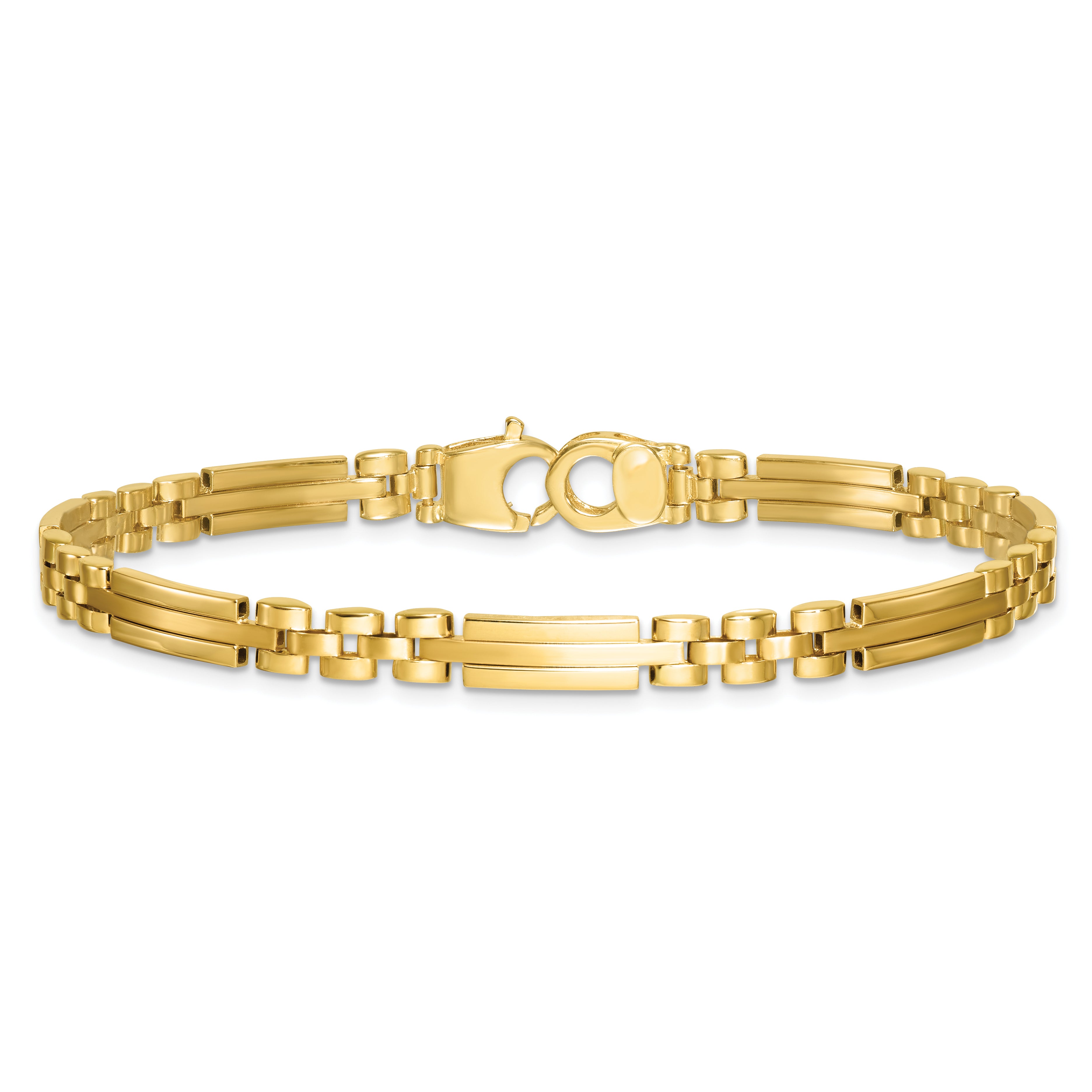14k Polished and Brushed 5mm Fancy Multi Link 8 inch Bracelet