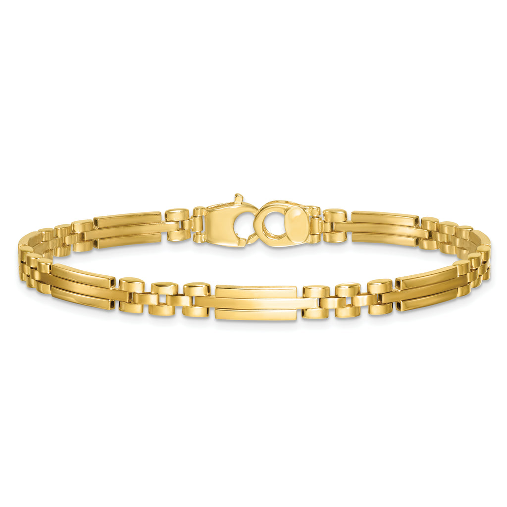 14k Polished and Brushed 5mm Fancy Multi Link 8 inch Bracelet