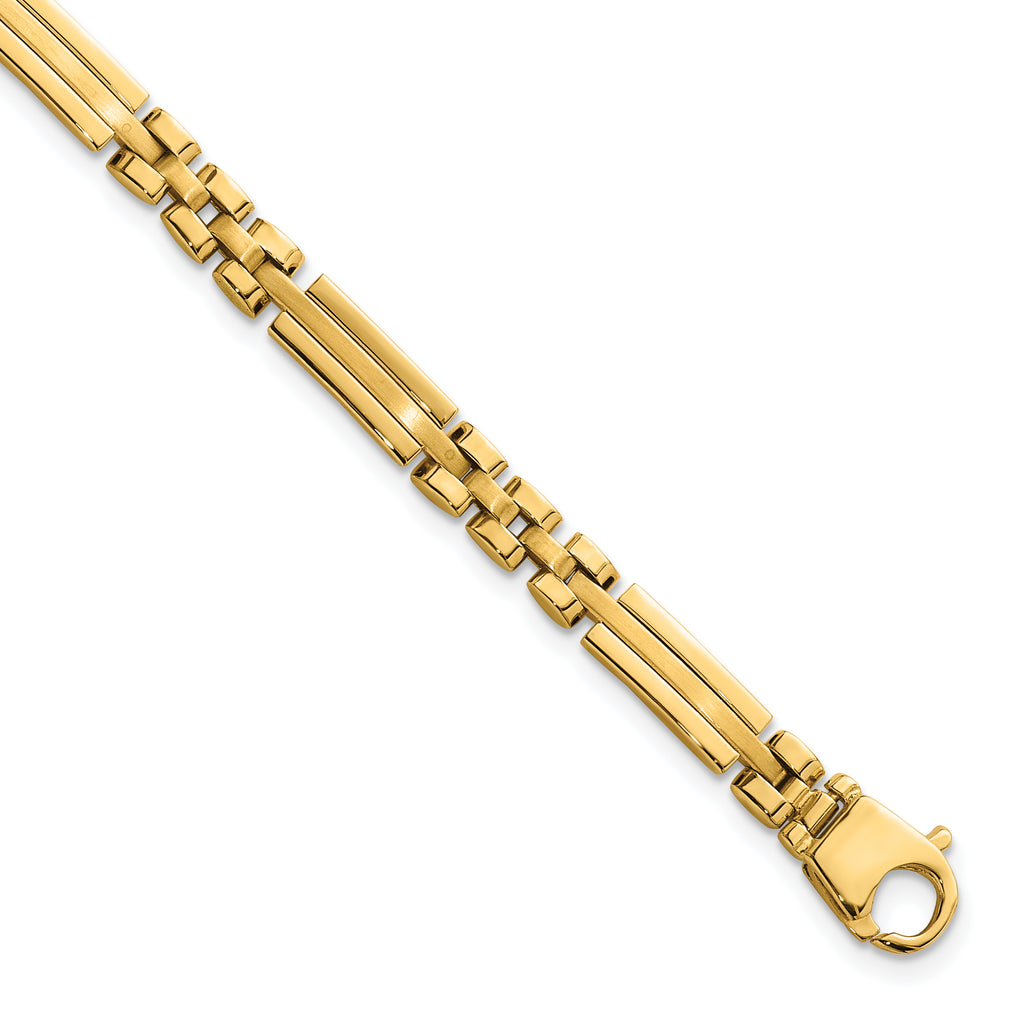 14k Polished and Brushed 5mm Fancy Multi Link 8 inch Bracelet