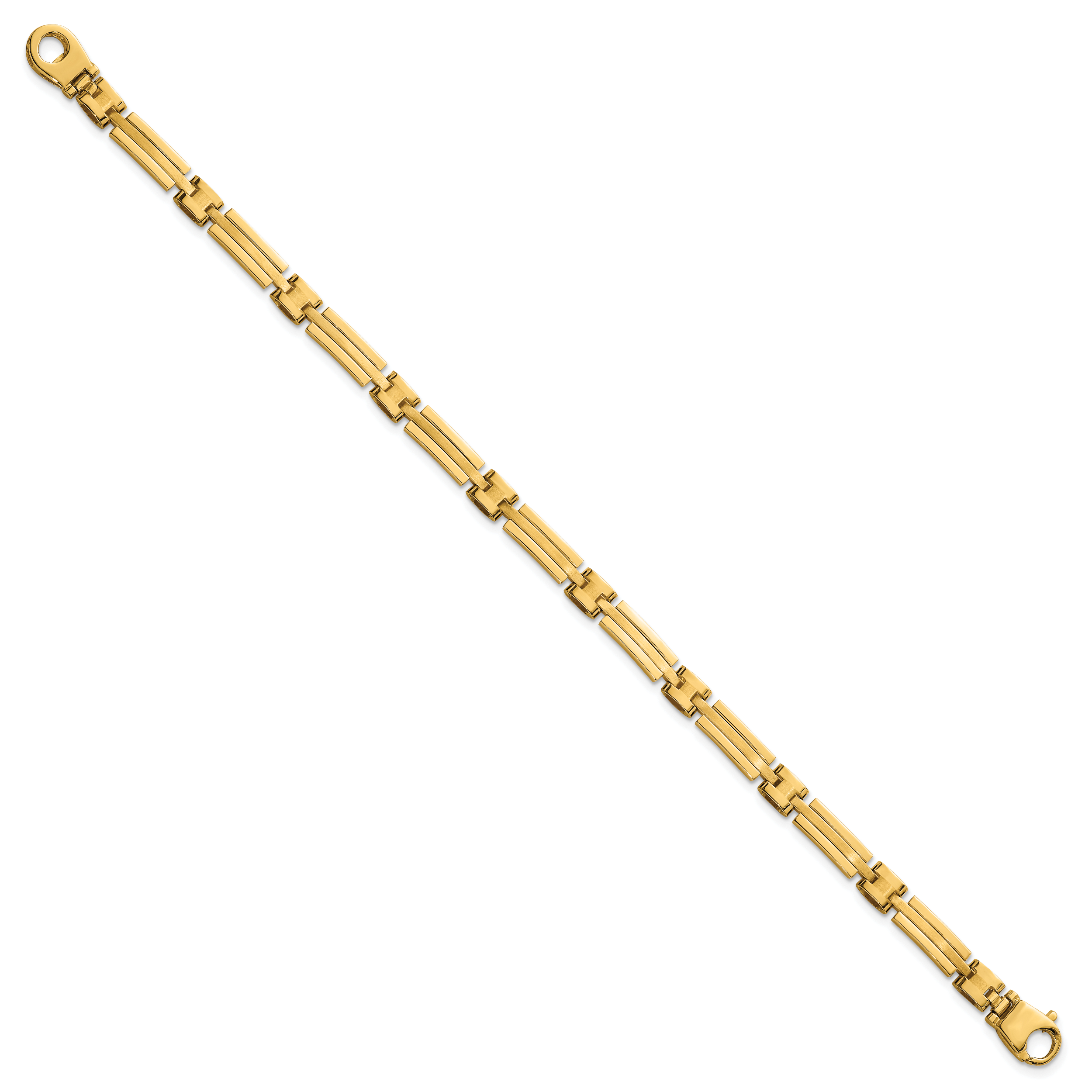 14k Polished and Brushed 5mm Fancy Bar Link 8 inch Bracelet Secondary image