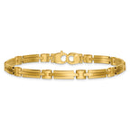14k Polished and Brushed 5mm Fancy Bar Link 8 inch Bracelet