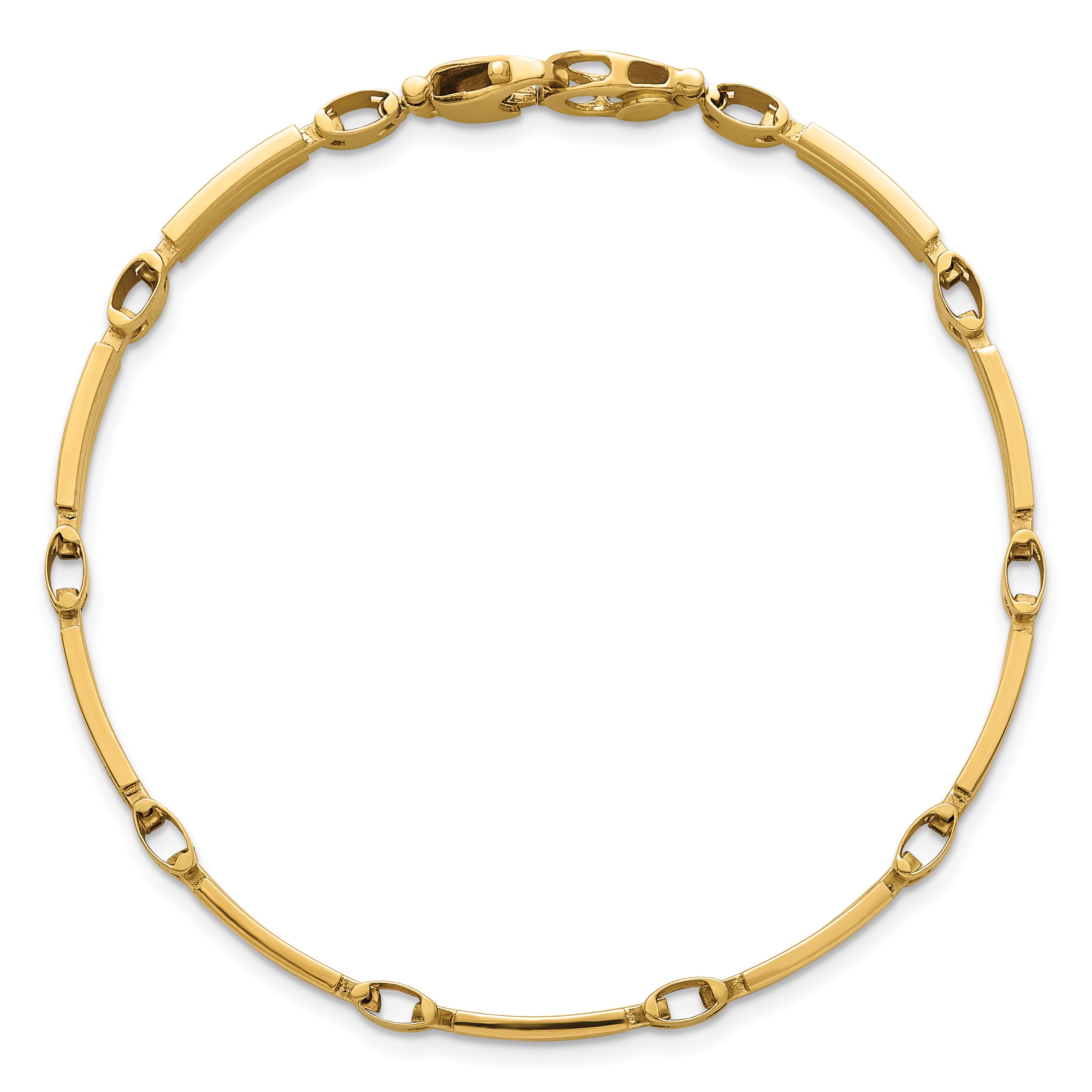 14k Polished and Brushed 5mm Fancy Bar Link 8 inch Bracelet