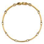 14k Polished and Brushed 5mm Fancy Bar Link 8 inch Bracelet