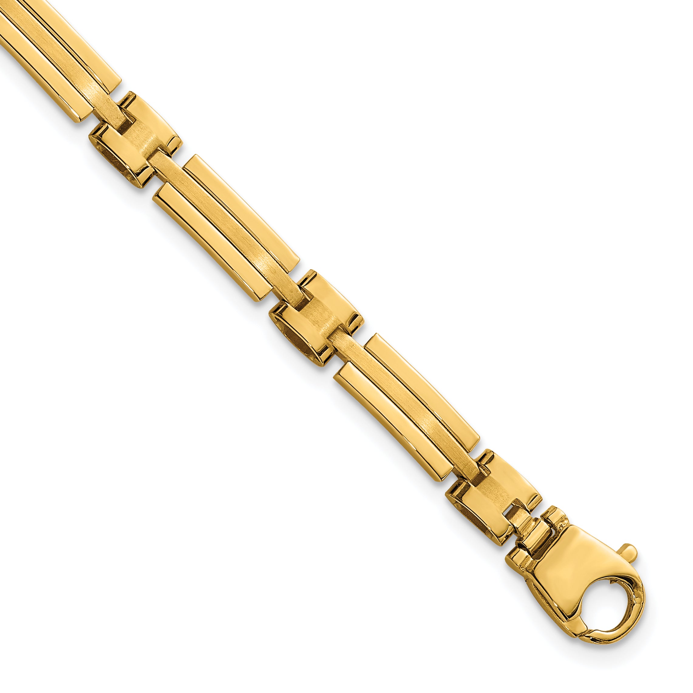 14k Polished and Brushed 5mm Fancy Bar Link 8 inch Bracelet Main image