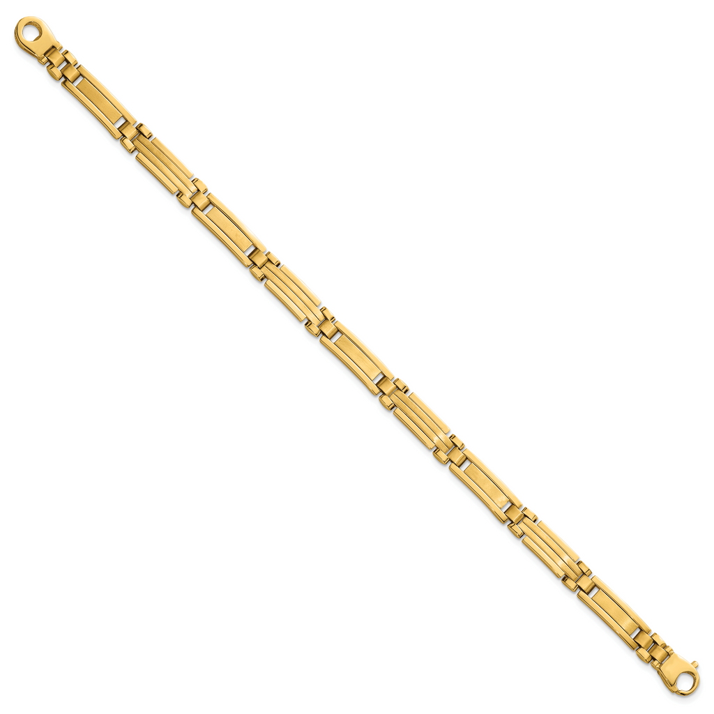 14k Polished and Brushed 6.7mm Fancy Multi Link Bar 8.25 inch Bracelet