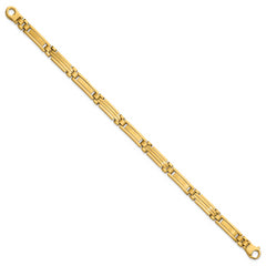 14k Polished and Brushed 6.7mm Fancy Multi Link Bar 8.25 inch Bracelet