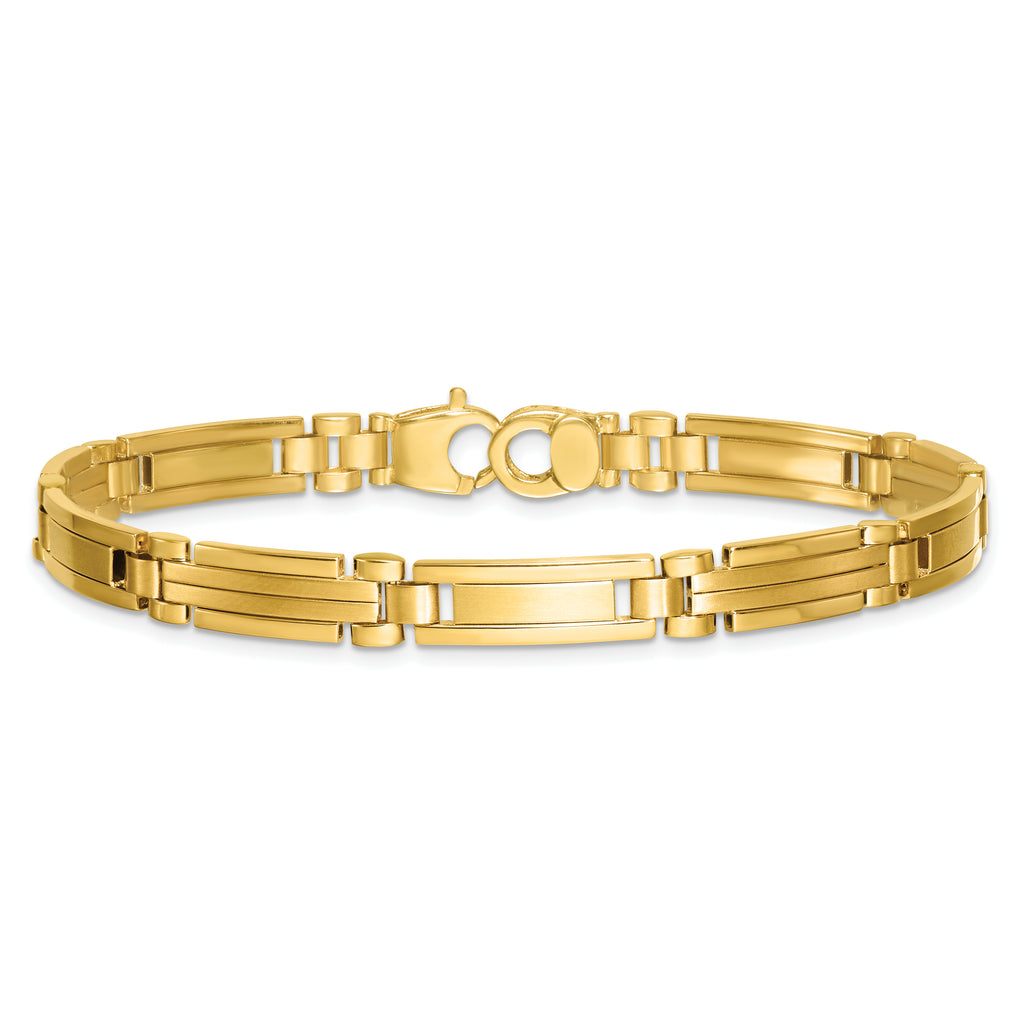 14k Polished and Brushed 6.7mm Fancy Multi Link Bar 8.25 inch Bracelet