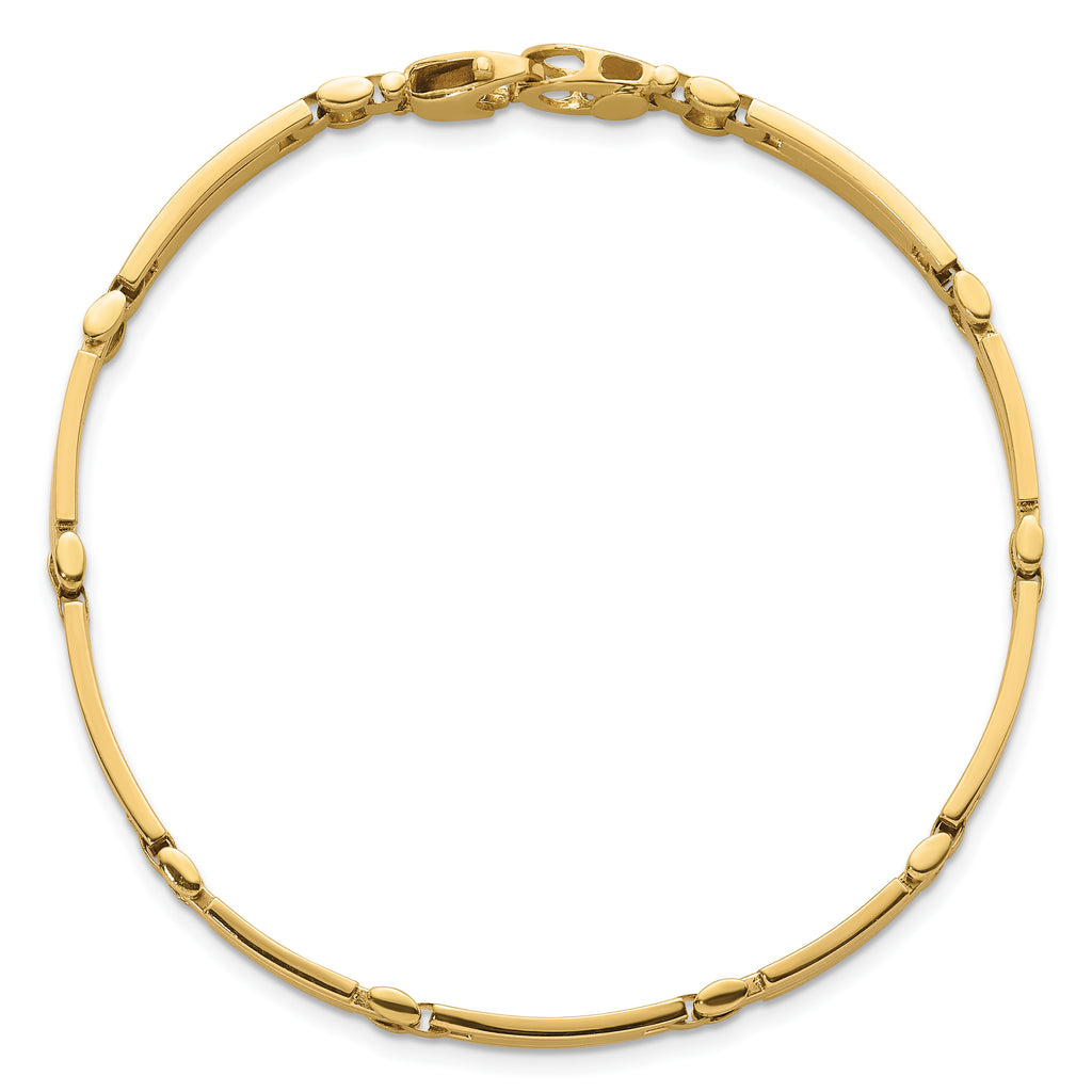 14k Polished and Brushed 6.7mm Fancy Multi Link Bar 8.25 inch Bracelet