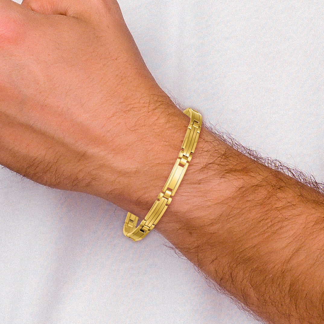 14k Polished and Brushed 6.7mm Fancy Multi Link Bar 8.25 inch Bracelet