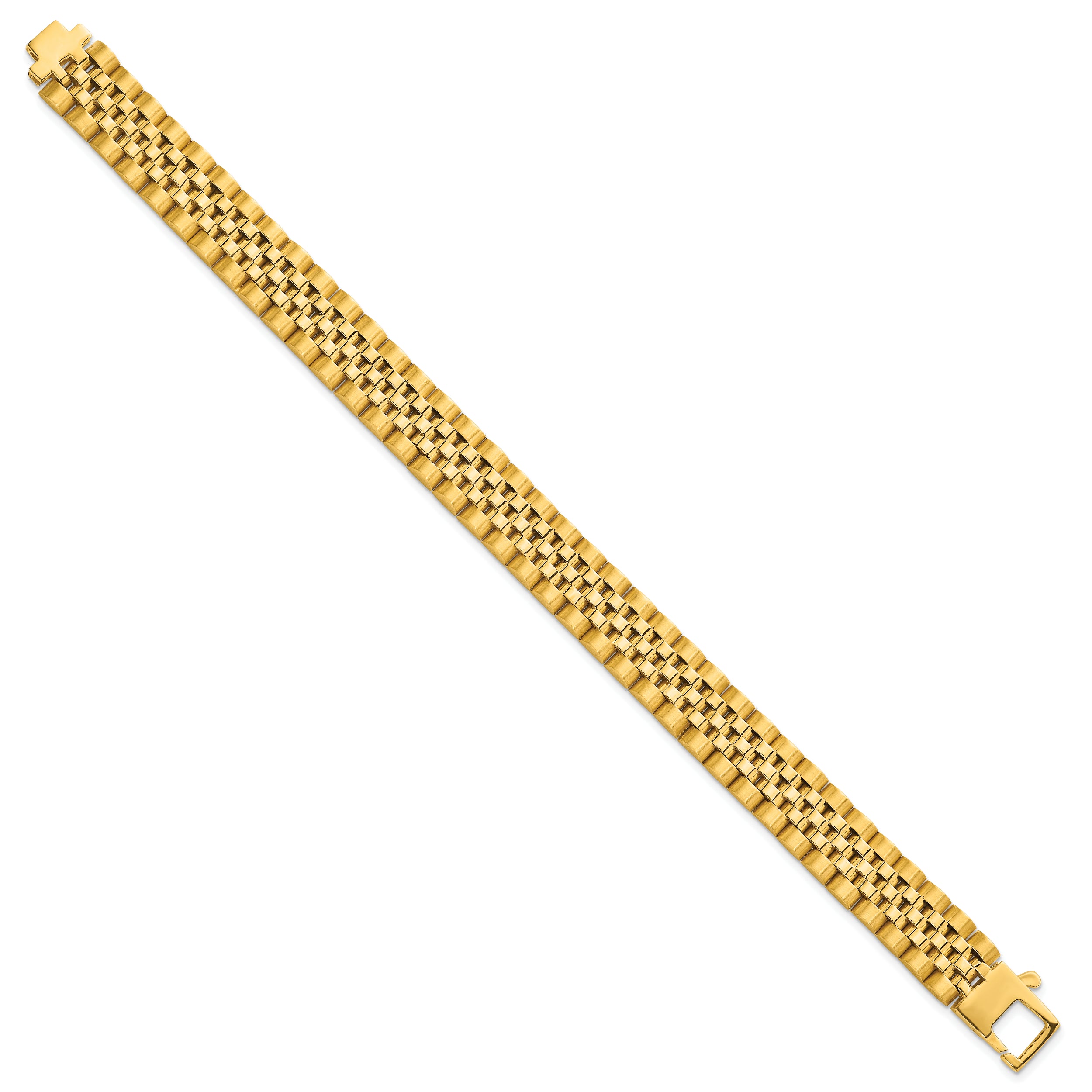 14k Brushed and Polished 12mm Fancy Link 8.5 inch Mens Bracelet