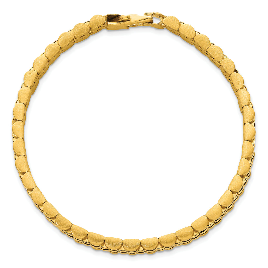 14k Brushed and Polished 12mm Fancy Link 8.5 inch Mens Bracelet