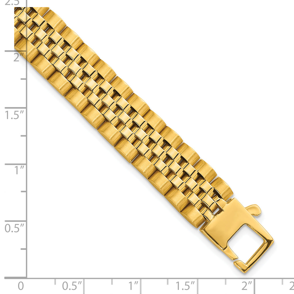 14k Brushed and Polished 12mm Fancy Link 8.5 inch Mens Bracelet