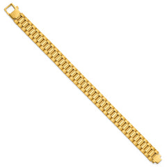 14k Brushed and Polished 12.25mm Fancy Link 8.5 inch Mens Bracelet