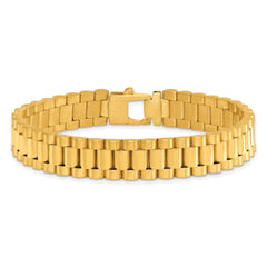 14k Brushed and Polished 12.25mm Fancy Link 8.5 inch Mens Bracelet