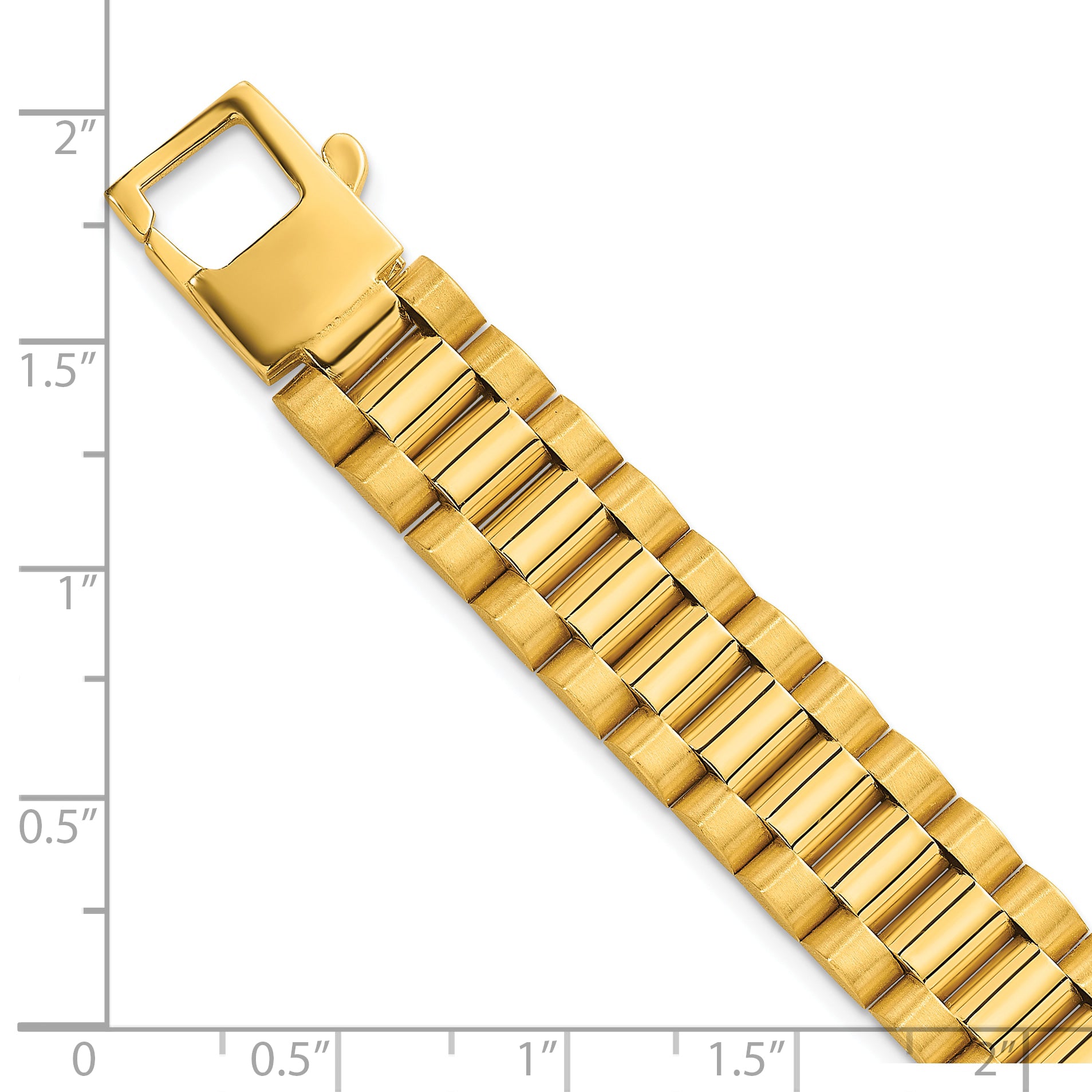 14k Brushed and Polished 12.25mm Fancy Link 8.5 inch Mens Bracelet
