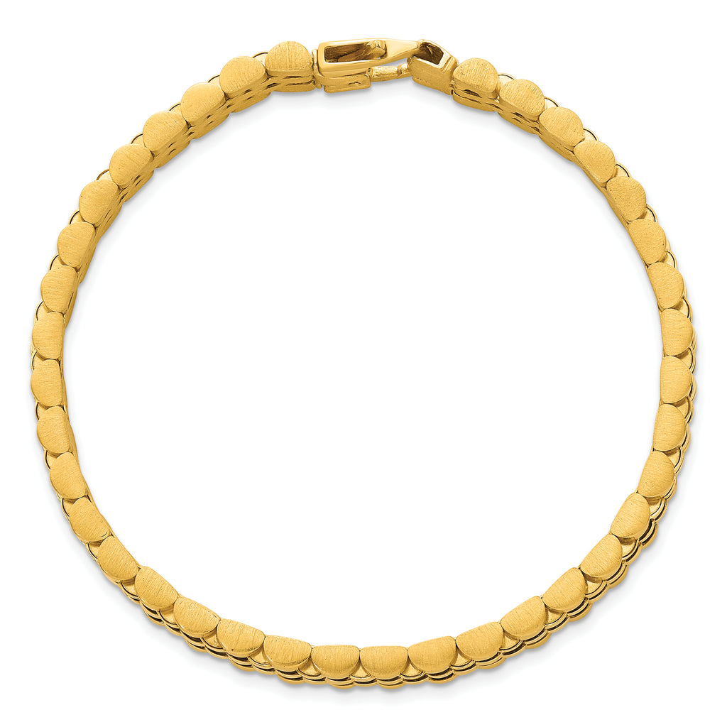 14k Brushed and Polished 10mm Fancy Link 8.5 inch Mens Bracelet