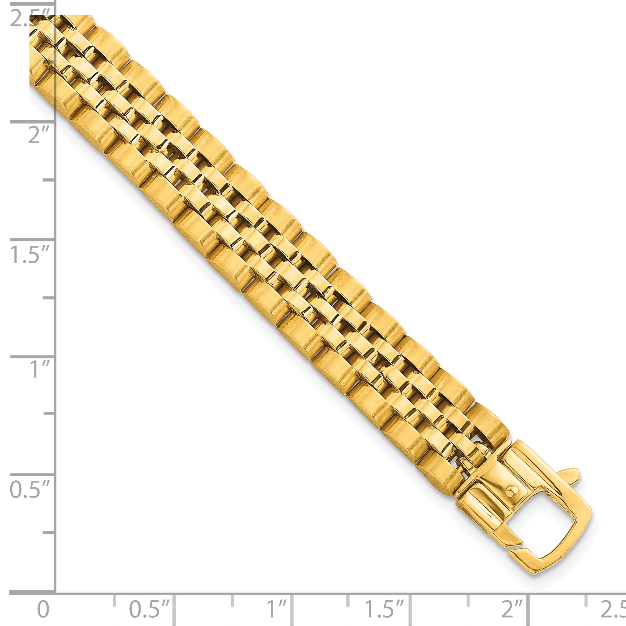 14k Brushed and Polished 10mm Fancy Link 8.5 inch Mens Bracelet