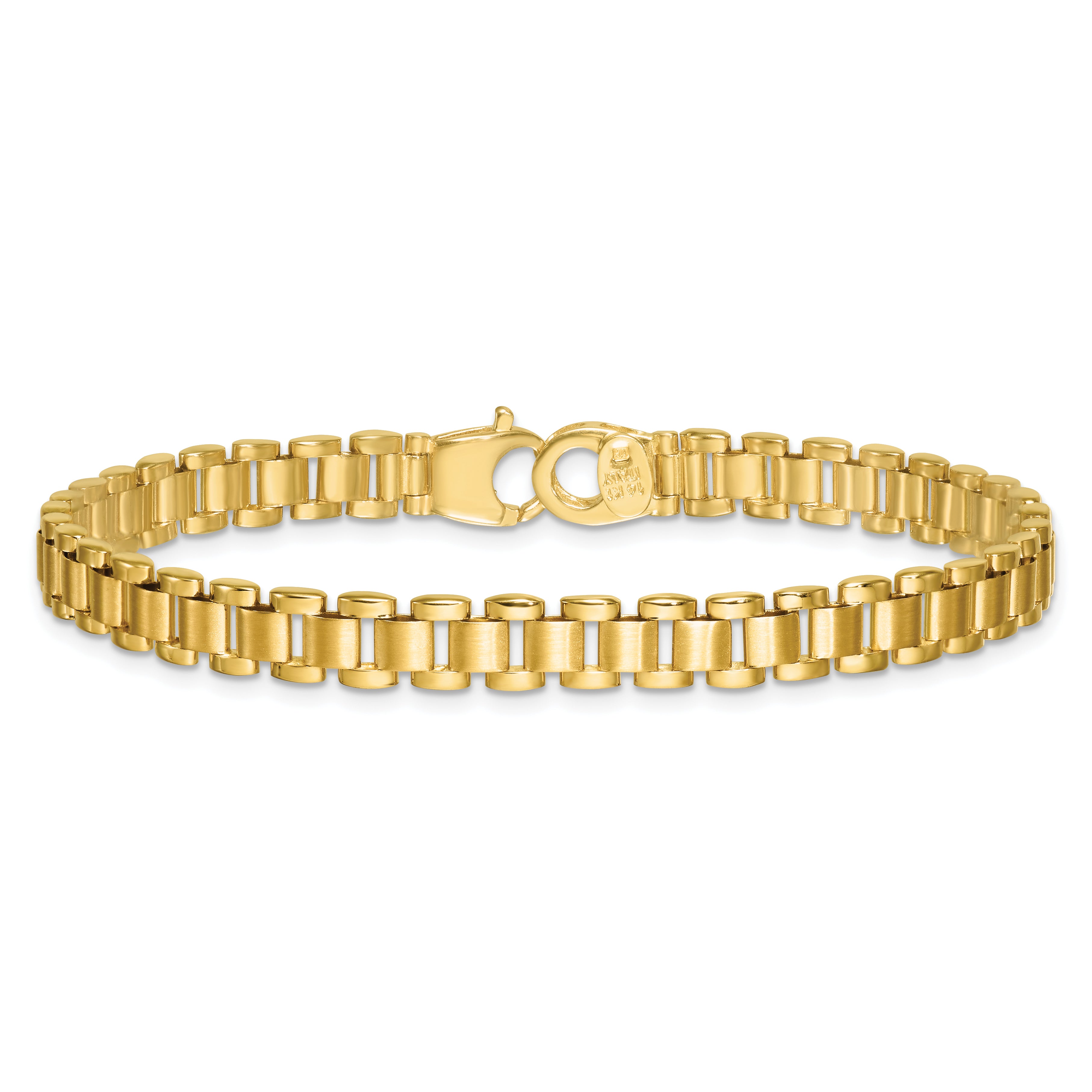 14k Polished and Brushed 6.25mm Fancy Link 8 inch Bracelet
