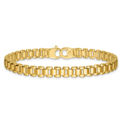 14k Polished and Brushed 6.25mm Fancy Link 8 inch Bracelet