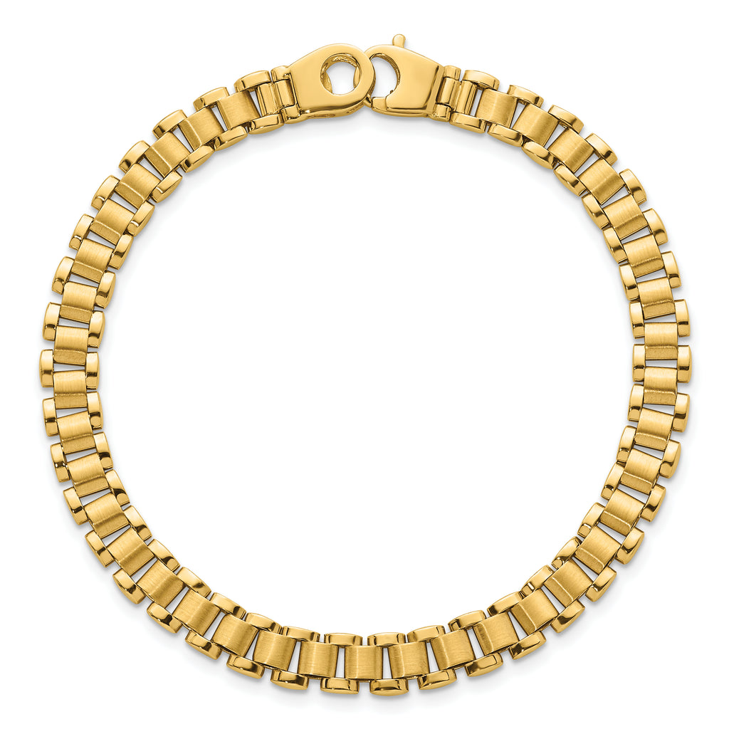 14k Polished and Brushed 6.25mm Fancy Link 8 inch Bracelet