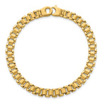 14k Polished and Brushed 6.25mm Fancy Link 8 inch Bracelet