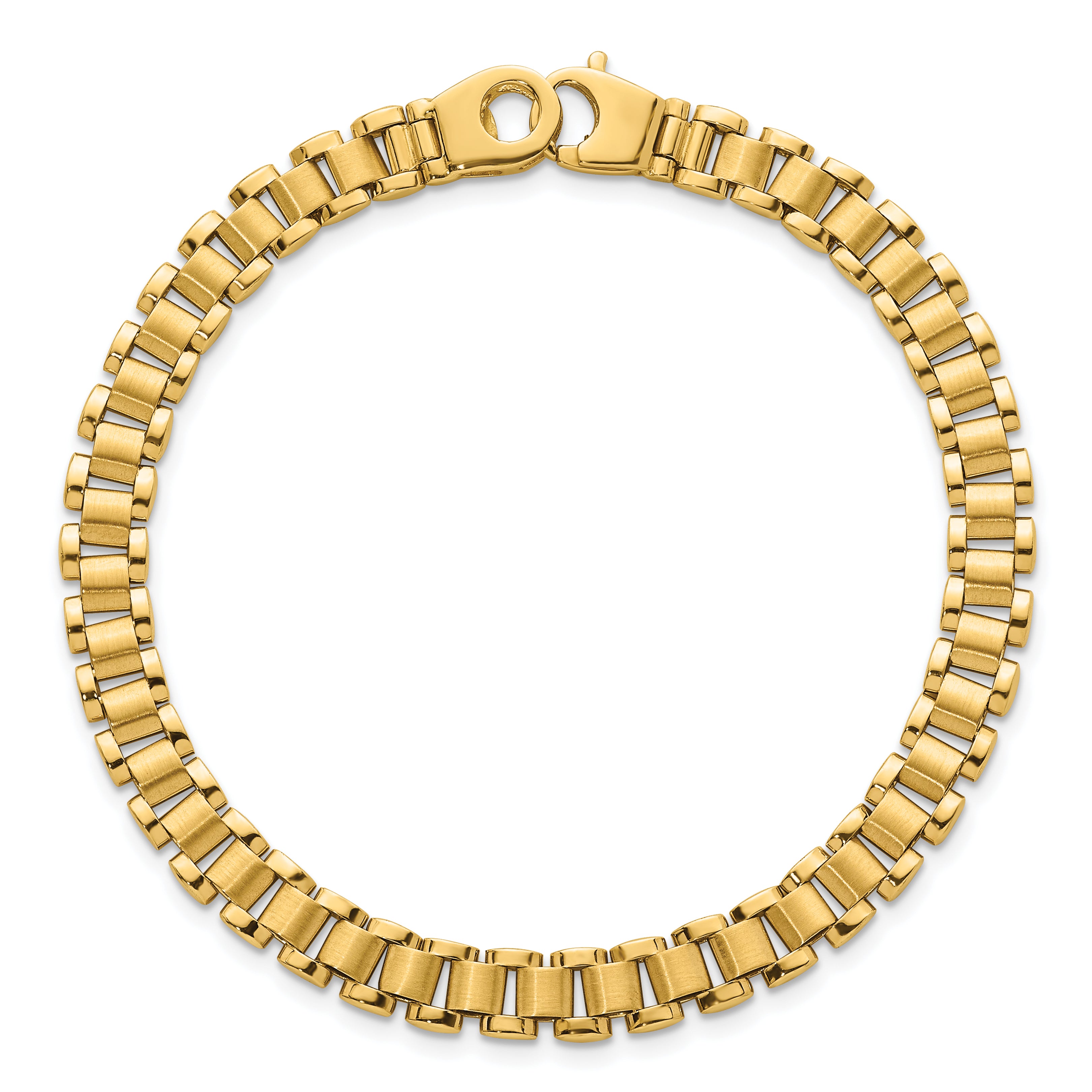 14k Polished and Brushed 6.25mm Fancy Link 8 inch Bracelet