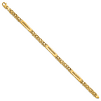 14k Polished 6.1mm Fancy Link and Textured Bars 8 Inch Mens Bracelet