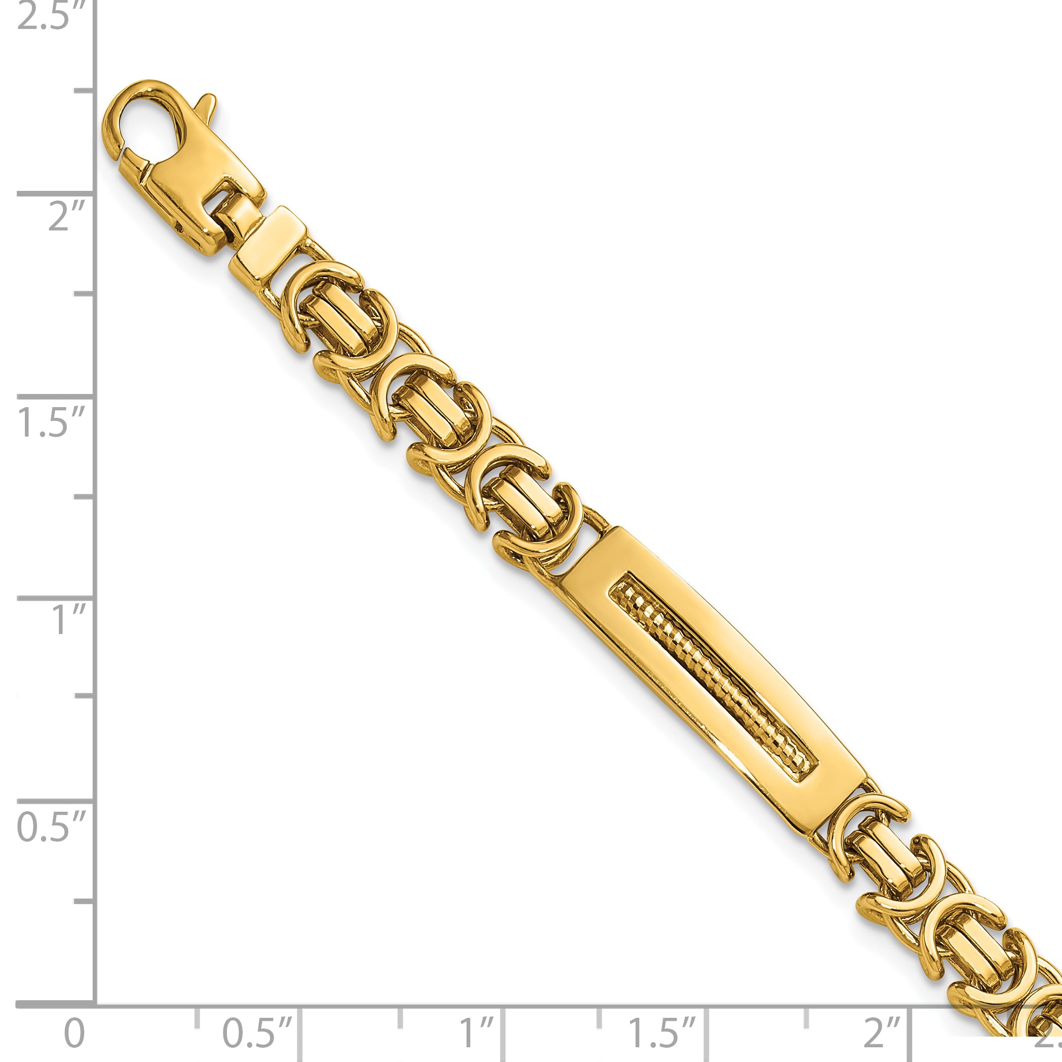 14k Polished 6.1mm Fancy Link and Textured Bars 8 Inch Mens Bracelet Secondary image