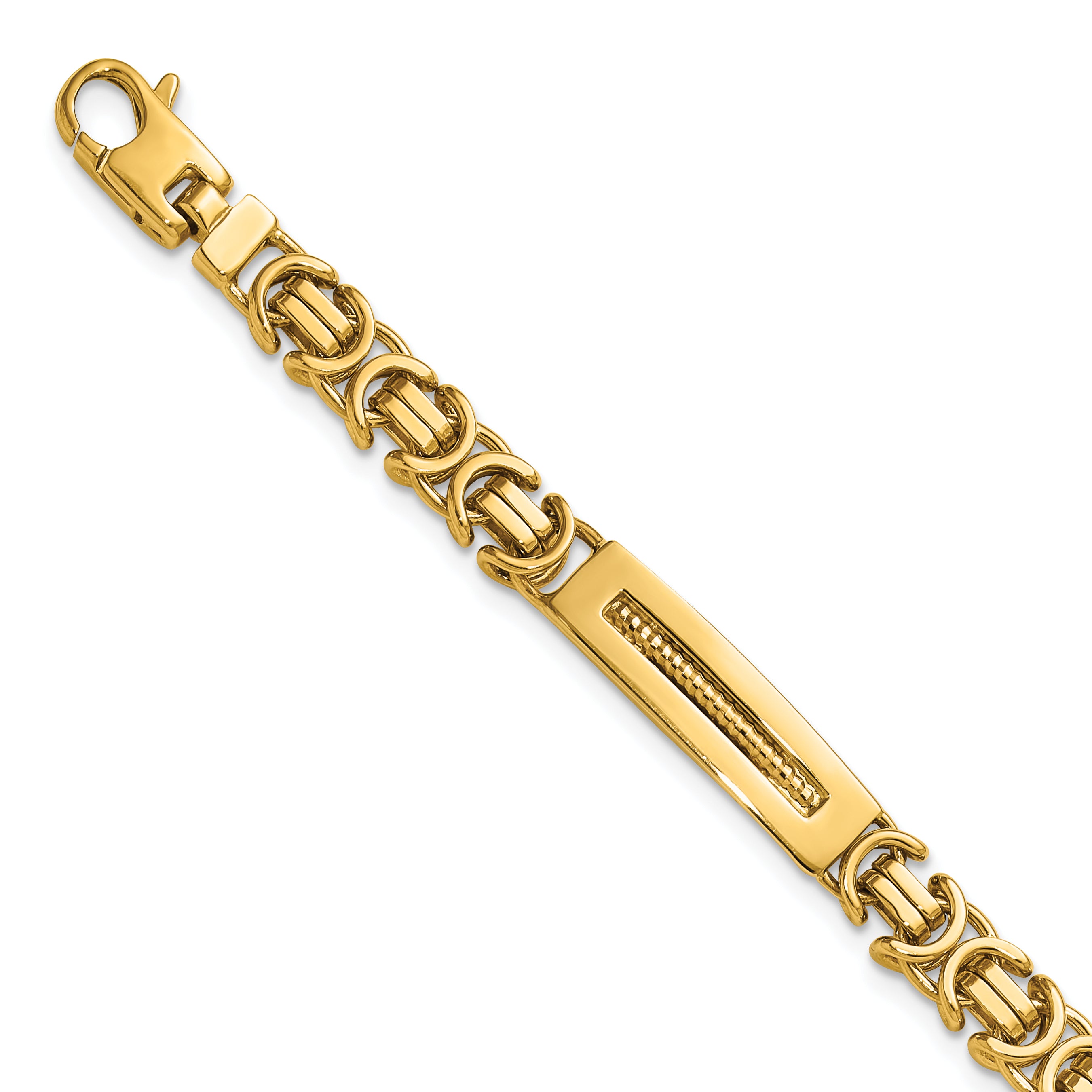 14k Polished 6.1mm Fancy Link and Textured Bars 8 Inch Mens Bracelet Main image