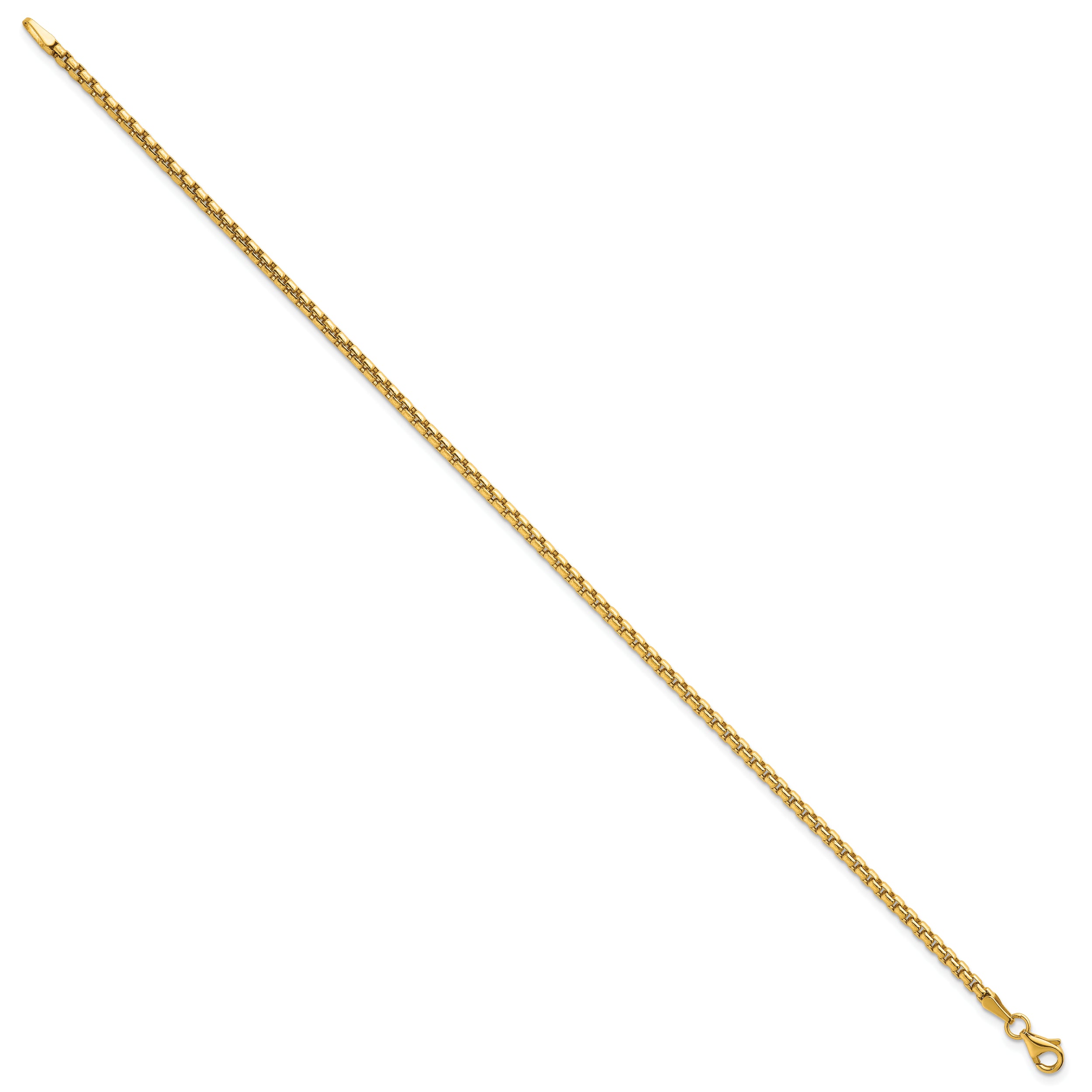 14k Polished 2.25mm Rounded Box Chain 8.5 inch Mens Bracelet