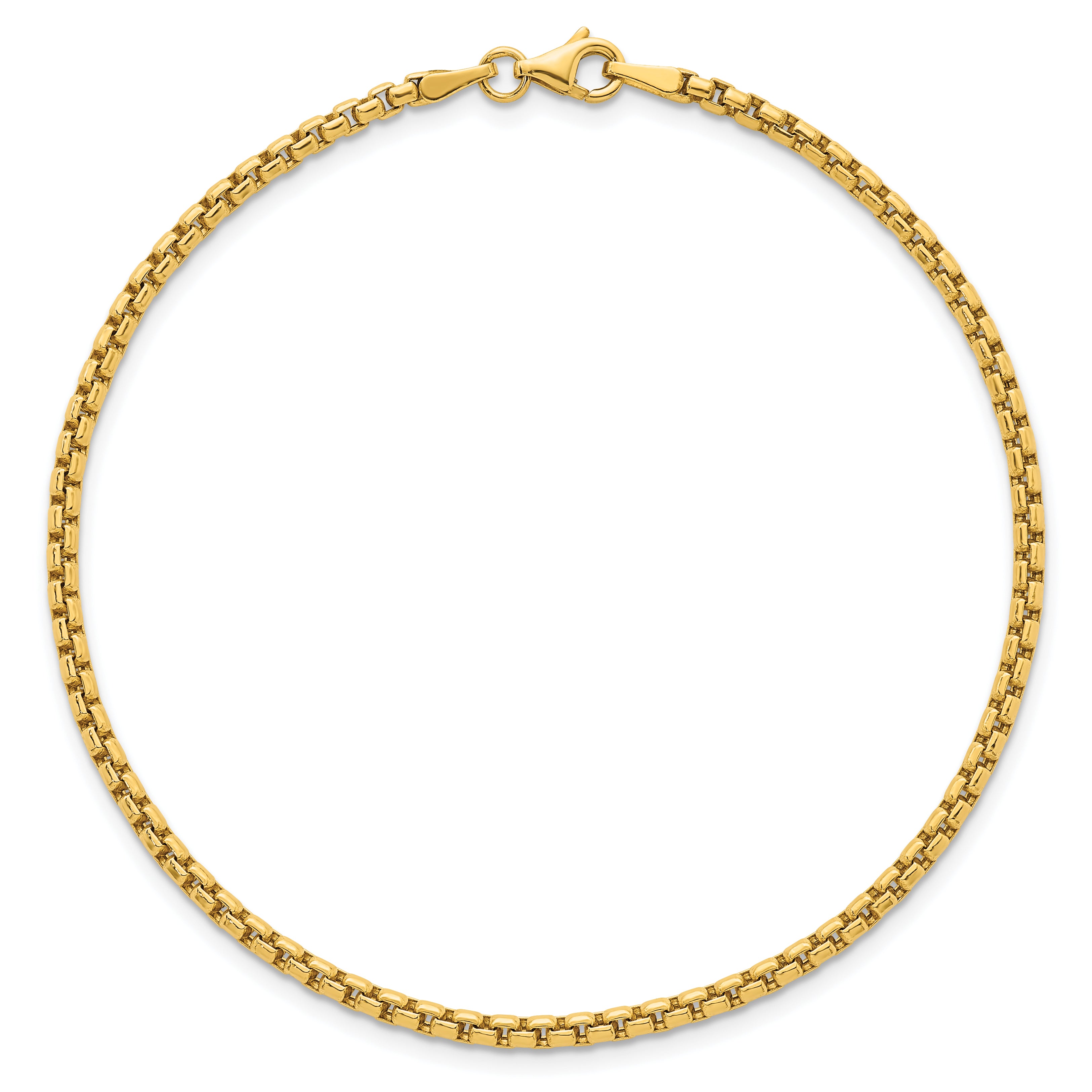 14k Polished 2.25mm Rounded Box Chain 8.5 inch Mens Bracelet