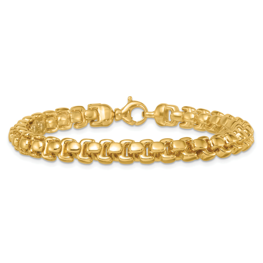 14k Polished 7.5mm Fancy Rounded Box Link 8 inch Bracelet