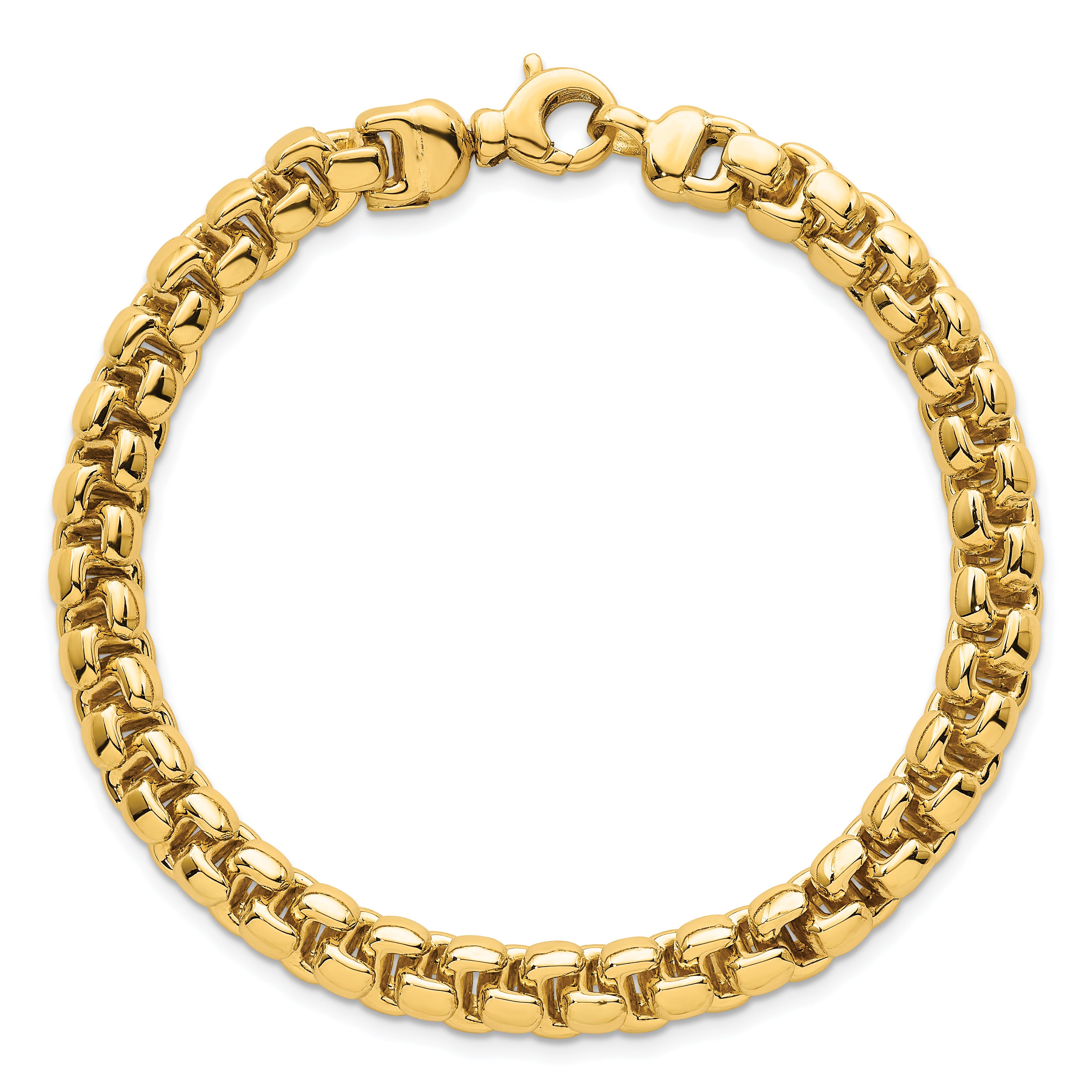 14k Polished 7.5mm Fancy Rounded Box Link 8 inch Bracelet