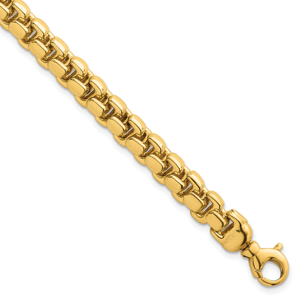 14k Polished 7.5mm Fancy Rounded Box Link 8 inch Bracelet