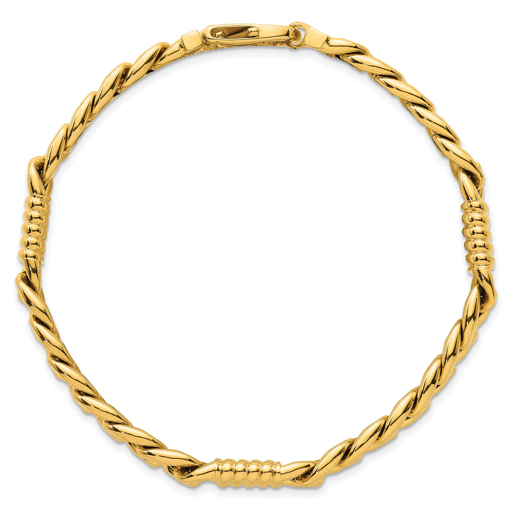14k Polished 8.75mm Fancy Curb Chain 8.5 inch Mens Bracelet