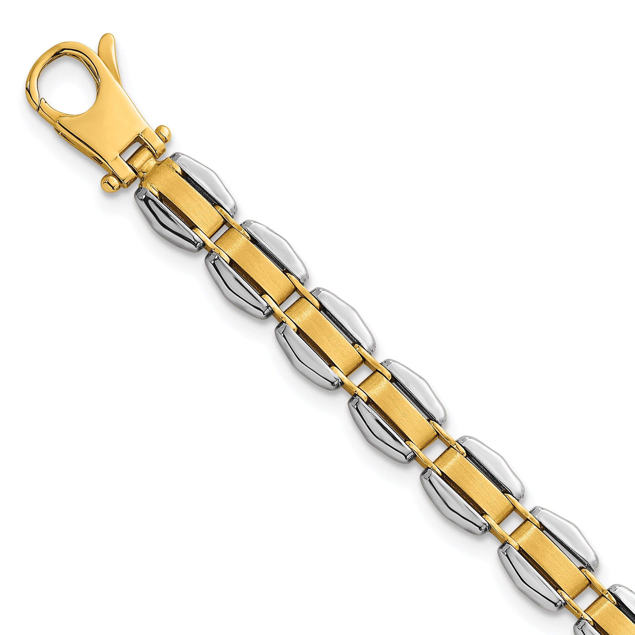 14k Two-tone Polished 6.65mm Fancy Link 8 inch Bracelet